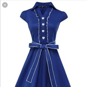 Women’s 1950s style super cute belted swing dress